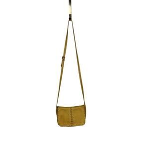 M. Sioui Yellow Tan Buckskin Leather Foldover Crossbody Bag